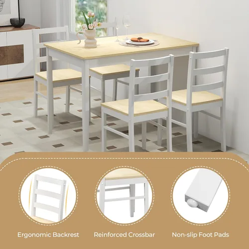 Vista 5 de Juego de mesa de comedor Giantex para 4, juego de mesa de comedor para 4, rincón de desayuno con mesa de cocina, 4 sillas de comedor, juego de mesa