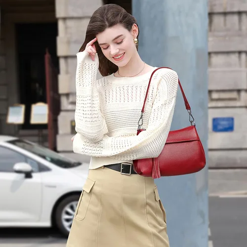 Vista 3 de Over Earth Bolsos de cuero para mujer, bolso de hombro pequeño Hobo para mujer