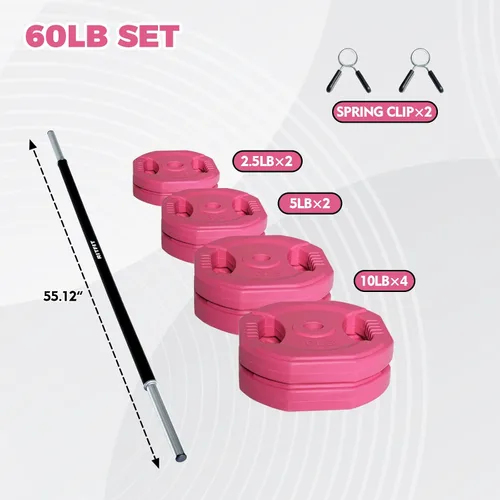 Vista 3 de RitFit Adjustable Barbell Weight Set with Padded Bar for Home Gym Rubber Plates with Easy-Grip Design, Cushioned Bar with Clamp Collars