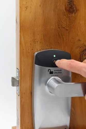 Vista 6 de Cerradura de puerta con palanca comercial RFID, aplicación de sistema de control de acceso, incluye 2 tarjetas NFC (mano izquierda)