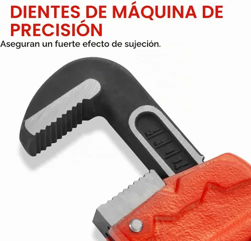 Vista 6 de MAXPOWER Llave de tubo recto de 12 pulgadas, llave de fontanero ajustable resistente, herramienta de plomería de acero tratado térmicamente