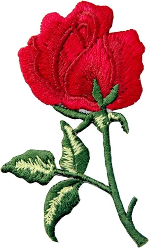 Vista 2 de Parche de rosas rojas boho bordadas retro con apliques florales para planchar y coser emblema de amor, juego de 2