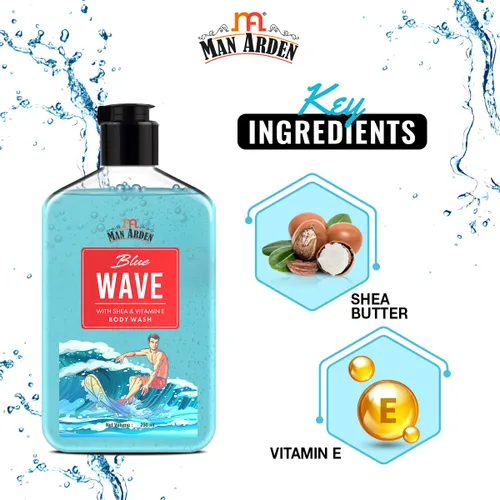 Vista 4 de Man Arden Blue Wave Gel de baño de lujo infundido con manteca de karité y vitamina E, 8.5 fl oz
