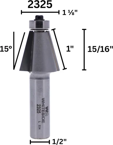 Vista 2 de Whiteside Broca biselada del borde de los pedazos 2325 del router con la longitud de corte de 15 grados de 1 pulgada