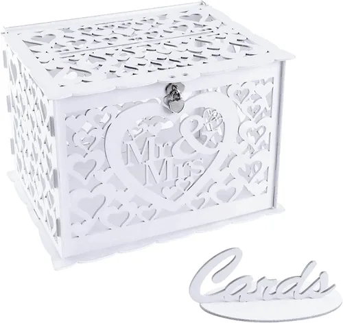 Vista 10 de Ywlake Caja de tarjetas de boda de acrílico con cerradura y ranura, soporte para caja de regalo para dinero en efectivo, cajas transparentes