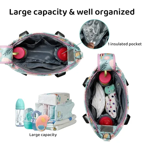 Vista 5 de Bolsa de pañales impermeable para mamá y papá, bolsas de viaje medianas multifunción (postre de dibujos animados)