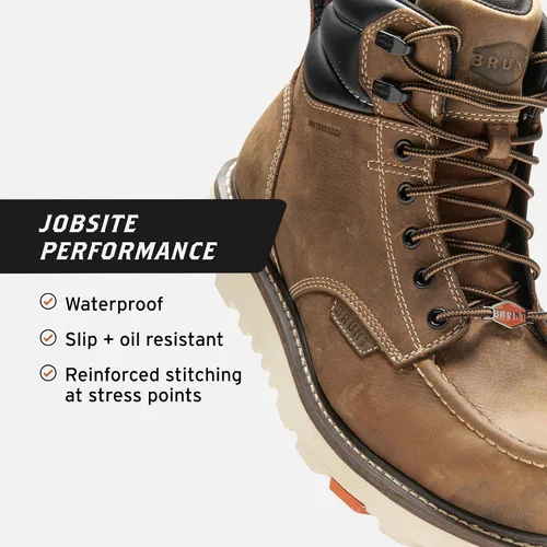 Vista 3 de BRUNT Marin Welted (Soft Toe) - 6" Waterproof Moc Toe Wedge Work Boot - Goodyear Welt Construction - EH & ESR Rated - Oil & Slip Resistant