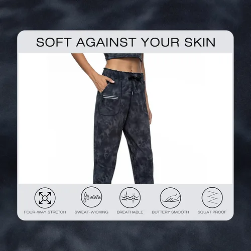 Vista 3 de Haowind - Pantalones deportivos para mujer con bolsillos y cintura elástica, cómodos pantalones de deportivos de descanso para deportes, gimnasio