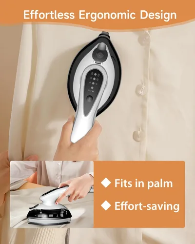 Vista 5 de Plancha de vapor portátil para ropa, 1100 W, flujo de vapor de 0.71 oz/min, tanque grande de 4.1 fl oz, calentamiento rápido de 25 segundos, suela