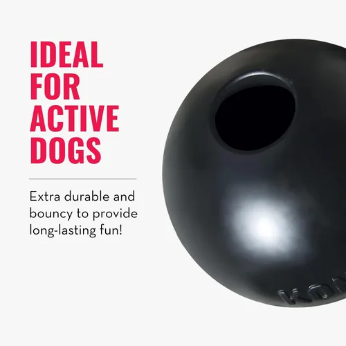 Vista 3 de KONG Bola extrema con agujero – Juguete de búsqueda – Juguete duradero para perros para entrenamiento, tiempo de juego interactivo y más – Pelota
