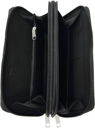 Vista 4 de Conchos tachonado cocodrilo corte láser vaquera Western monedero mujer cartera cartera, Negro