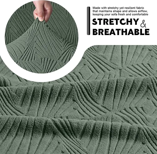 Vista 5 de VANSOFY Fundas de cojín para sofá seccional, Fundas de cojín de sofá de jacquard elásticas, Fundas protectoras lavables para muebles de sofá