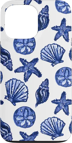 Vista 24 de Funda azul para iPhone 16, diseño de conchas marinas náuticas para nieta costera