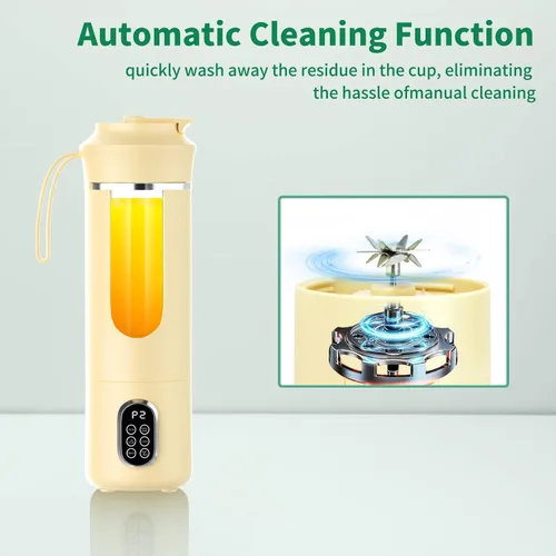 Vista 5 de Licuadora inalámbrica portátil, pequeño exprimidor recargable, mini licuadora personal para batidos y batidos, con función de limpieza automática