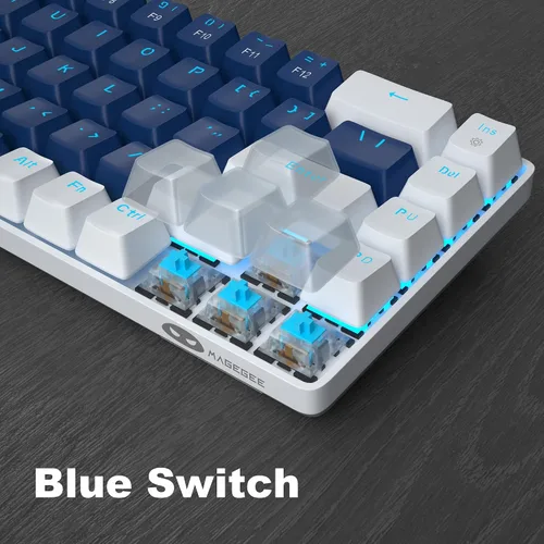Vista 3 de Camiysn Teclado mecánico 60%, compacto, 68 teclas, antifantasma con interruptor rojo, luz azul con teclado desmontable tipo C para PC, gamer