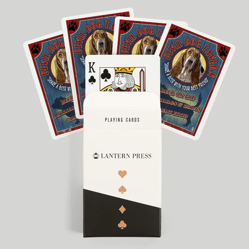 Vista 6 de Lantern Press Cartel vintage de Devil Dog Tavern, Basset Hound (52 cartas de juego, baraja de cartas de tamaño póquer con comodines)