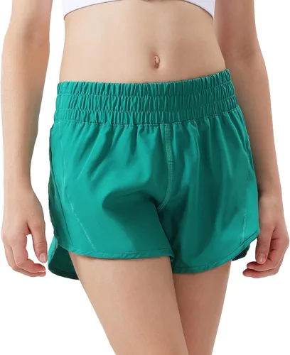 Vista 2 de Aurefin Pantalones cortos deportivos para niñas, pantalones cortos de secado rápido para niños, adolescentes y niñas, pantalones cortos deportivos