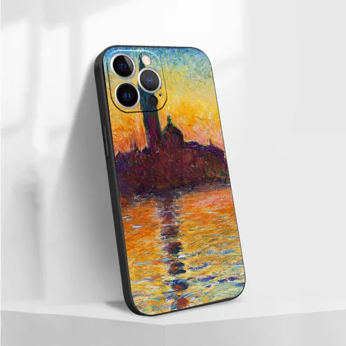 Vista 2 de Funda impermeable para iPhone 14 Pro Max, Twilight Venice por Claude Monet, funda delgada para teléfono iPhone 14 Pro Max (6.7 pulgadas)