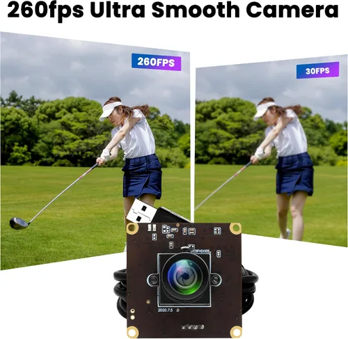 Vista 2 de USB 260fps alta velocidad 110 gran angular sin distorsión lente cámara módulo 2MP USB UVC video Lightburn cámara industrial Plug and Play