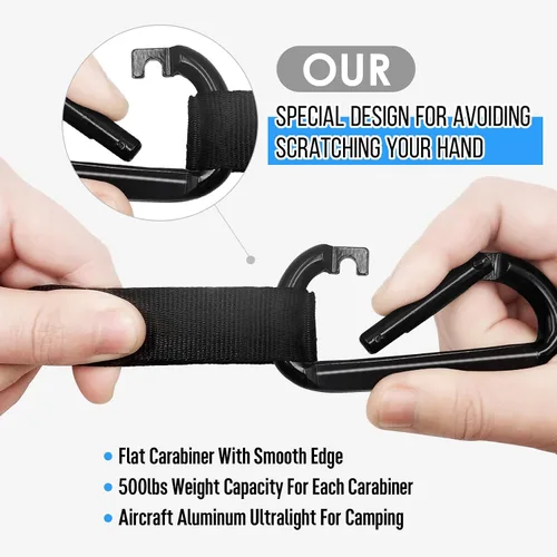 Vista 7 de Grassman Hamaca de camping doble y individual hamaca portátil con correas de árbol, hamacas de paracaídas de nailon ligero, accesorios de Negro &