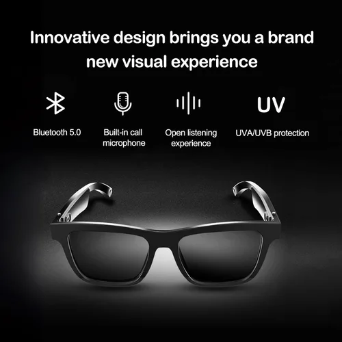 Vista 4 de Lentes de audio inteligentes, lentes de sol polarizados con Bluetooth, micrófono y altavoz integrados, asistente de voz, Bluetooth 5.0, gafas de sol