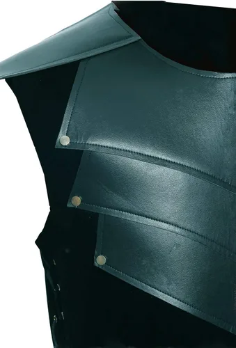 Vista 5 de Chaleco victoriano medieval para hombre, chaleco renacentista sin mangas, Estilo negro