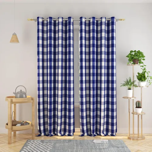 Vista 125 de Cortinas de 24 pulgadas de largo con diseño Buffalo Check Gingham Plaid para ventanas de cocina y baño, tratamiento para ventanas con 2 paneles