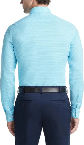 Vista 2 de Tommy Hilfiger - Camisa de vestir para hombre, ajuste delgado, no necesita planchado, a cuadros Aguamarina