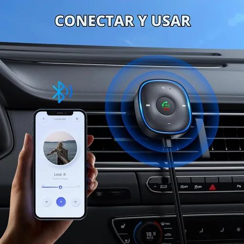 Vista 4 de Adaptador auxiliar Bluetooth 5.3 para automóvil, receptor Bluetooth SONRU para automóvil [conexión dual y cancelación de ruido de micrófono]