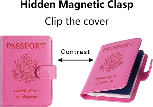 Vista 3 de Funda para pasaporte de piel con bloqueo RFID accesorios de viaje para mujeres y hombres