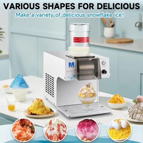 Vista 8 de Máquina de Hielo en Copos de Nieve, Máquina de Hielo Raspado de 260W para Copos de Nieve, Enfriamiento Rápido, Material de Acero Inoxidable de Grado