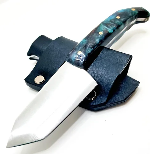 Vista 3 de Mini cuchillo de caza hecho a mano hecho en los E.E.U.U. Custom EDC Tanto resina mango cuchillo bush cuchillo Austin Blades
