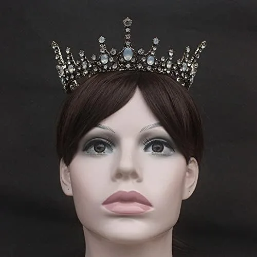 Vista 4 de hair jewelry crown tiaras for women Retro Baroque Crystal Round Tiaras Crowns Princess Diadem Coronal Headpiece Women Bride Wedding Hair Jewelry