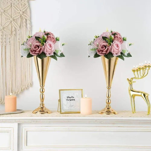 Vista 2 de Sziqiqi Centros de mesa de flores rosas para mesas, bolas de besos para bodas, pieza central de arreglos florales artificiales