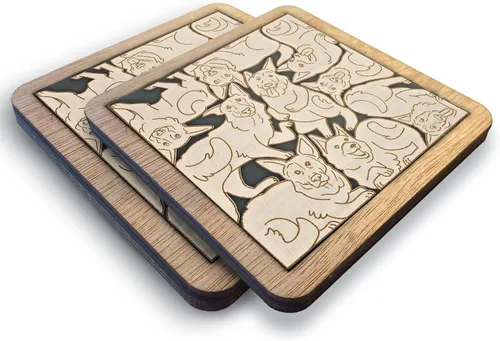 Vista 8 de Posavasos de Rompecabezas de Madera con Perro American Pit Bull Terrier - Regalo Único para Amantes de Perros Pitbull, Posavasos de Rompecabezas