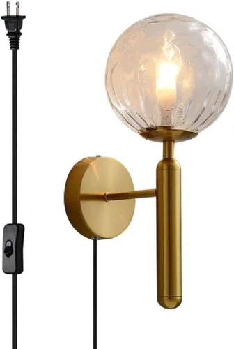 Vista 11 de KCO Lighting - Juego de dos apliques de pared de latón con forma de globo de vidrio de leche, aplique de pared dorado cepillado, modernos accesorios
