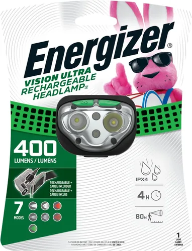 Vista 7 de Energizer Vision Linterna Frontal LED Recargable, Linterna Frontal LED Brillante Resistente al Agua para Exteriores, Equipo de Campamento y Verde