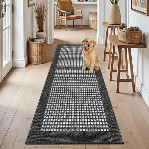 Vista 23 de Ileading Tapete para puerta de interior de 24 x 36 pulgadas, absorbente para perros, tapete de bajo perfil para entrada pequeño con respaldo de goma