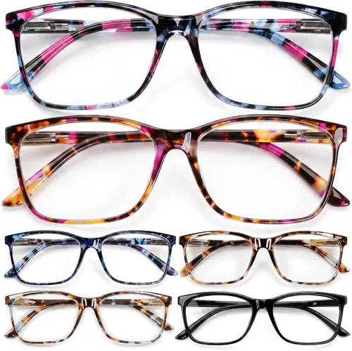 Vista 8 de NOVIVON Lentes de lectura para mujer, con bloqueo de luz azul, bisagra de resorte, diseño de moda, lentes con estampado para mujer