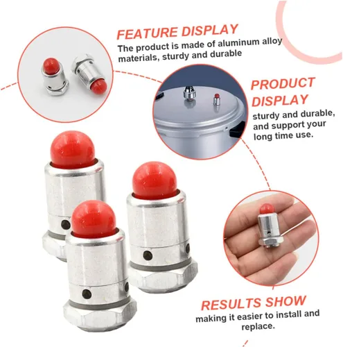 Vista 8 de VILLCASE 4 piezas de seguridad para olla a presión, válvula universal para olla de presión, resistente a altas temperaturas, fácil de instalar y Cle