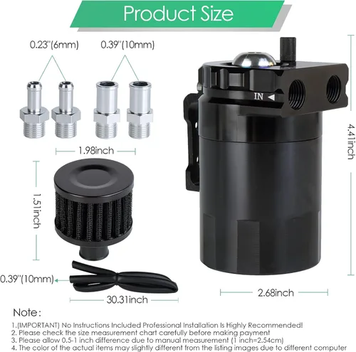 Vista 7 de Kit universal de captura de aceite para coche, tanque de depósito automotriz desconcertado polaco de 10.1 fl oz con respiradero de aluminio compacto