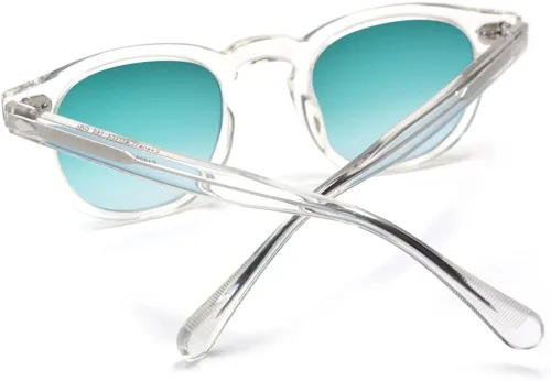 Vista 5 de EAREADA Lentes de sol redondos de acetato retro para hombre, estilo Johnny Depp, lentes polarizados