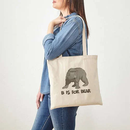 Vista 4 de CafePress B is for Bear Tote Bag Bolsa de asas de lona natural, bolsa de compras reutilizable