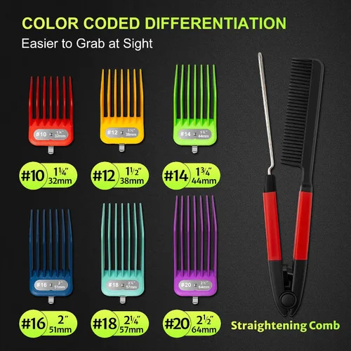 Vista 3 de Juego de protectores cortapelos extralargos compatibles con Andis Master, Oster Fast Feed, Andis AAC-1, GC, LCL, ML, PM-1, PM-2, PM-4, RCAC, RS-1