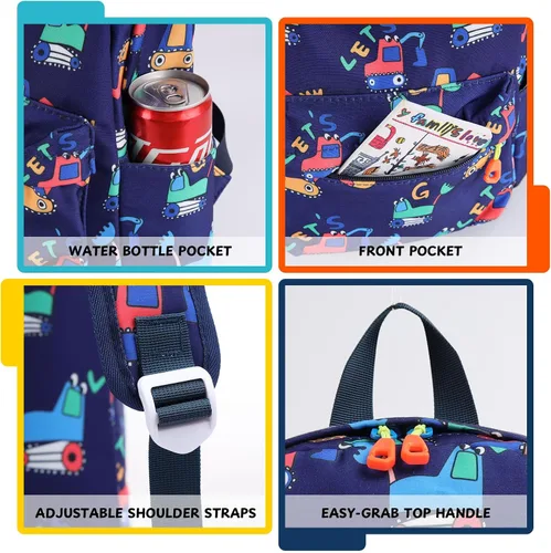 Vista 4 de Zicac Mochila para niños y niñas de 12 pulgadas, mini mochila para niños para la escuela y viajes, mochila preescolar para jardín de infantes, Azul