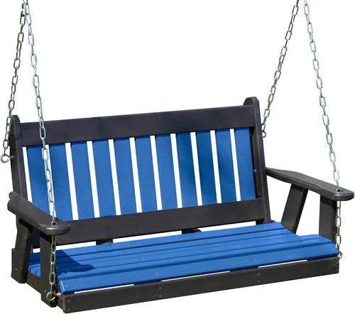 Vista 11 de Columpio para porche de 4 pies, color azul aruba, polivinílico, polietileno de alta densidad resistente, duradero, fabricado en Estados Unidos