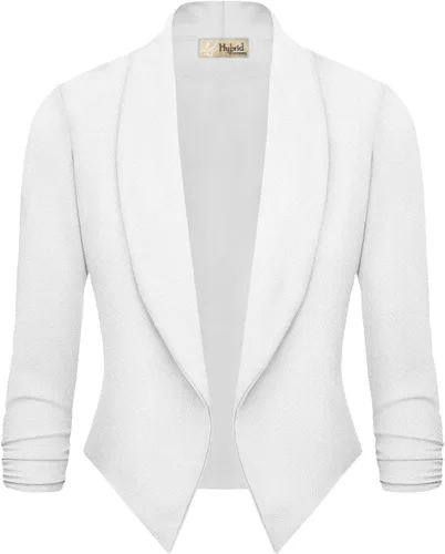 Vista 2 de Hybrid & Company Lightweight Open Front Cardigan Classic Ruched Sleeve Work Office Blazer Suit Jackets