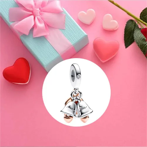 Vista 2 de Family Love You - Dijes colgantes de corazón para mujer, collar o pulsera en plata de ley 925, regalo de joyería para el día de la madre para mujer