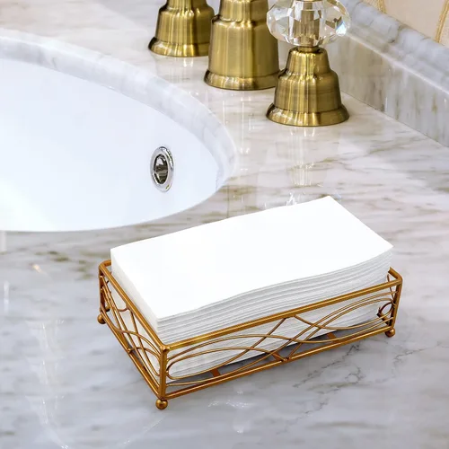 Vista 4 de Paquete de 100 toallas de mano desechables para baño, toallas de papel suaves y absorbentes, desechables, decorativas, para cocina, fiestas, bodas