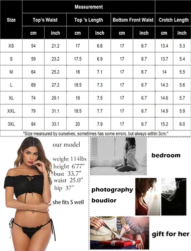 Vista 6 de Avidlove Conjunto de brasier y bragas con volantes conjunto de lencería de malla babydoll